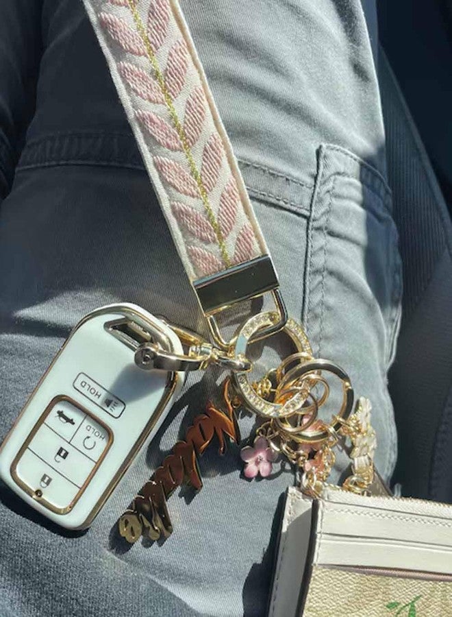 BattleTim Key Fob Keychain Wristlet Cute Car Key Chain Holder Handmade Embroidery Fabric Key Fobs Wristband for Women (Green) - Image 4